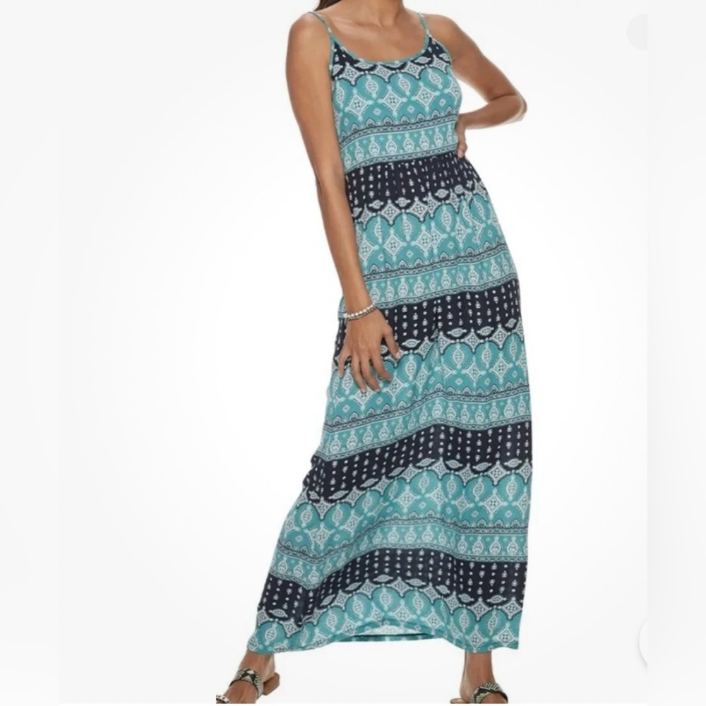Pink Republic Maxi Dress Size XL Adjustable Straps Stretch Back Like New